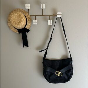 Tory Burch Gemini Link Black Leather Large Crossbody Hobo Purse Bag $598